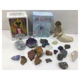 Tarot and Oracle cards, willow tree figure, stone