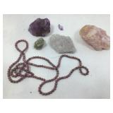 Crystal cluster, stone fragments and Rounded