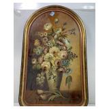 Floral wall art on board framed to 30x18