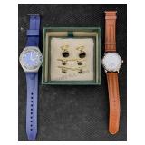 2 Quartz Watches Incl. Igia, Mohawk & Cufflinks,