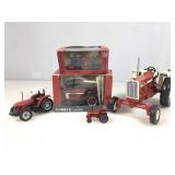 5 Assorted tractors. Four are die cast metal.