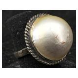 Sterling Silver Ring W/pearl, Tw 12.1g, Sz 5ï¿½,