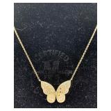 Sterling Silver Butterfly Necklace, Tw 3.2g, Sz