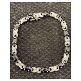 Sterling Silver Bracelet W/rubies, Tw 11.9g, Sz 7ï¿½