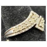 Sterling Silver Ring W/diamonds, Tw 3.1g, Sz 7