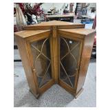 Vintage Short Corner Cabinet with Glass Doors -