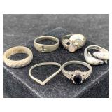 6 Sterling Silver Rings, Tw 20.5g, Sz 7, 9, 5, 8,