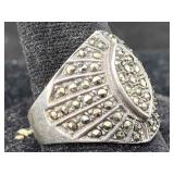 Sterling Silver Ring W/stones, Tw 6.1g, Sz 7.5