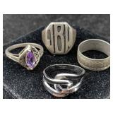 4 Sterling Silver Rings, Tw 22.9g, Sz 9, 7 & 8