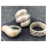 3 Sterling Silver Rings, Tw 38.2g, Sz 6, 9, 8