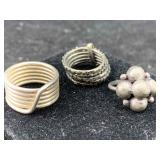 3 Sterling Silver Rings, Tw 19.2g, Sz 6, 8 & 4