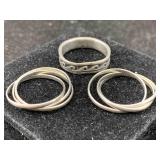 3 Sterling Silver Rings, Tw 11.9g, Sz 11, 12