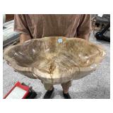 2ft Wide Real Petrified Wood Carved Bowl - has