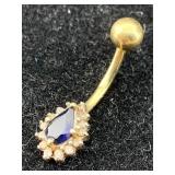14k Gold Belly Charm, Tw 1.7g