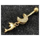 14k Gold Belly Charm, Tw 1.7g