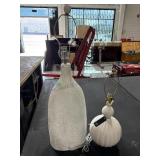 Pair Table Lamps no Shades - tall one is plastic
