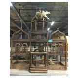 Large Vintage French Victorian Wood & Wire Bird