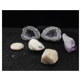 Collection of geodes and small stone specimens