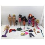 Dolls. Assorted. Mattel, mermaid Barbie and other