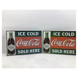 2 metal signs. 16x11. Coca-Cola