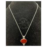 Sterling Silver Necklace W/pendant, Tw 7g, Sz 17in
