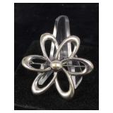 Sterling silver flower shaped brooch