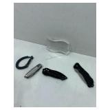 Glass flag, pocket knives & rip cord bracelet