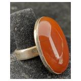 Sterling Silver Ring, Signed, W/stone, Tw 15g,