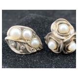 2 Sterling Silver Rings W/pearls, Tw 16.8g, Sz 7,