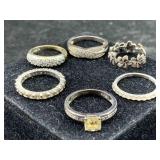 6 Sterling Silver Rings, Tw 15.2g, Sz 4, 7, 8, 6