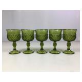 5 Indiana Glass Avocado Green Diamond Point