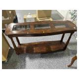 Wood Hall table w/glass shelves, approx