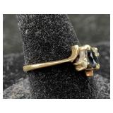 14k Gold Ring W/diamonds & Topaz, Tw 1.9g, Sz 6ï¿½