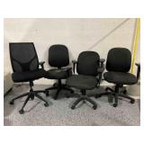 4 Rolling Office chairs, see photos, STO00916