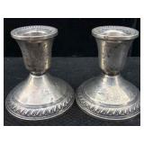 2 Sterling Silver Weighted Candle Holders, Tw 269g