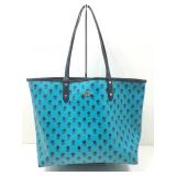 Coach reversible blue and black leather tote with