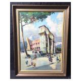 This is a framed impressionist oil painting of a