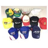 Large lot of racing Autographed hats