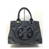 Tory Burch black patent nylon open tote