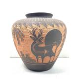 13 in Tall Acoma Pottery Vase Signed - Ex