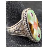 Sterling Silver Ring, Signed R W/stones, Tw 10.3g