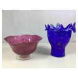2 Art Glass Vases
