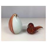 2 Art Glass Birds. Largest 7in H