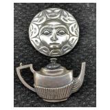 2 Sterling Silver Brooches/pendant, Tw 24g,