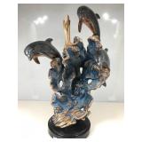 Large solid copper dolphin sculpture with 3