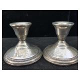 2 Sterling Silver Weighted Candle Holders, Tw 571g