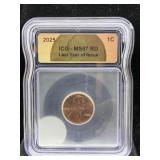 2025 Last Year Of Issue Of Penny, Icg Ms67 Rd