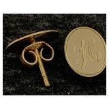 14k Gold Earring "h" W/14k Backs, Tw 1.1g