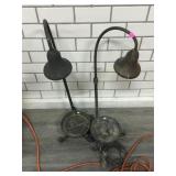 2 Metal Cachepot lamps, approx 29in tall