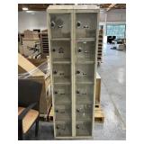 Hallowell clear locker cabinet, approx 6ft tall,